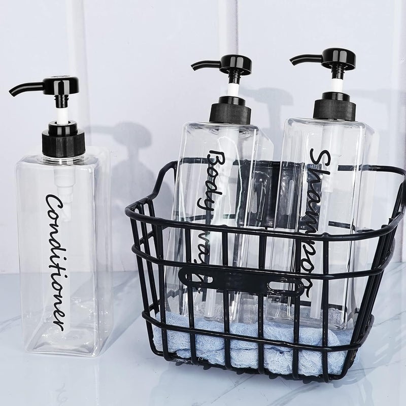 DIDROOM 21oz Refillable Shampoo and Conditioner Bottles - Clear Set of 3 - Modern Shower Dispenser Set for Hotel Bathroom - Image 4